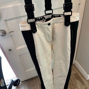 Topshop Black and White Snow pants with suspenders